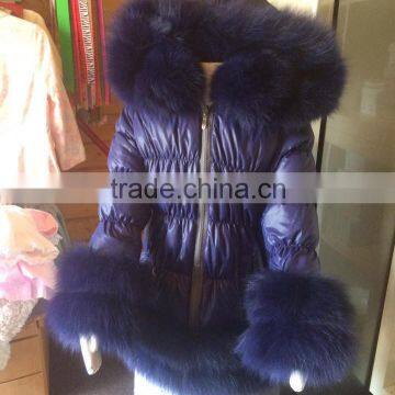 latest fashion clothes women down coat with fox fur hood