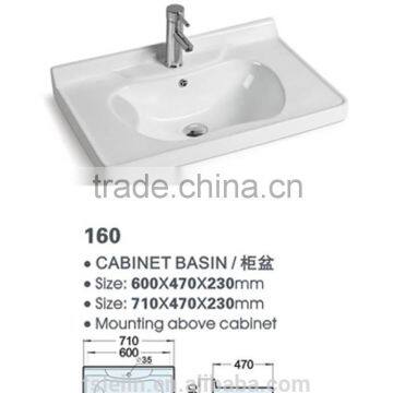 FOSHAN LELIN ceramic L600mm cabinet basin small size vanities top bathroom basin of LT-044