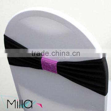 Lycra Chair Bow Tie With Mesh Rhinestone Buckle Elastic Spandex Chair Band