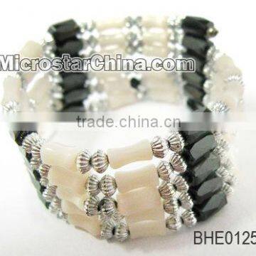Cute Cat Eye Beads With Hematite Beads Elastic Bangle