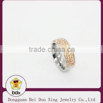 new products 2015 shiny and sparkling with rhinestone stainless steel rings