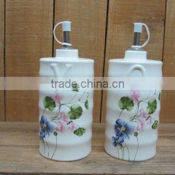 Ceramic Olive Oil and Vinegar Cruet Dispenser Set