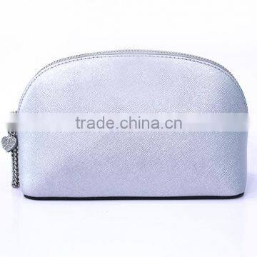 Genuine leather silver cosmetic bag metal zipper closure Since 1997