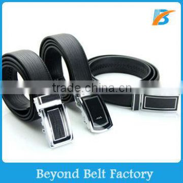 Beyond Men's Black Stylish Embossed Top Layer Genuine Leather Ratchet Belt