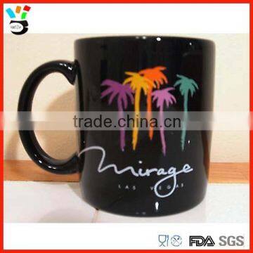 Wholesale solid color custom made 330ml beer or coffee black ceramic mug