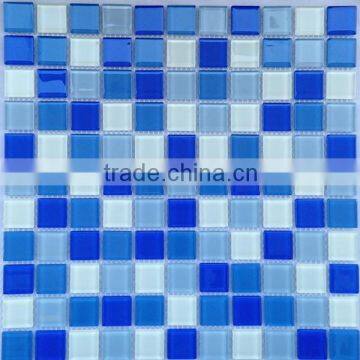 300x300mm Blue crystal glass mosaic for swimming pool tile