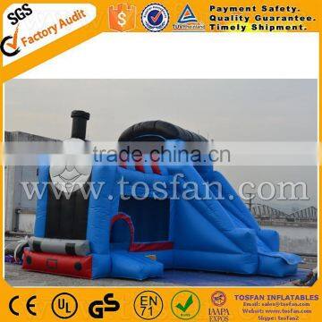 super train inflatable bouncy castle with slide,train bouncy combo A3058