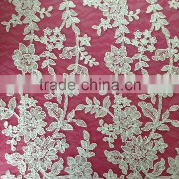 2016 latest design textile french lace / tulle cupion lace embroidery / polish dry cord lace for nigerian wedding