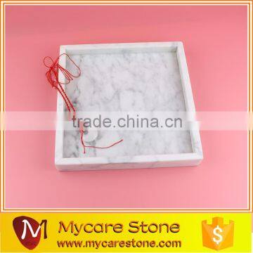 Luxury italy carrara white square marble tray