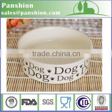 wholesale round shape ceramic pet bowl with decal finish