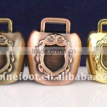 1.2''mini metal cow bell A4-C07 with logo printed and keyring leather strap as souvenirs (E256 )