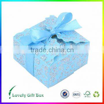 OEM recycled blue jewelry packing box with gold foil wholesale made in China