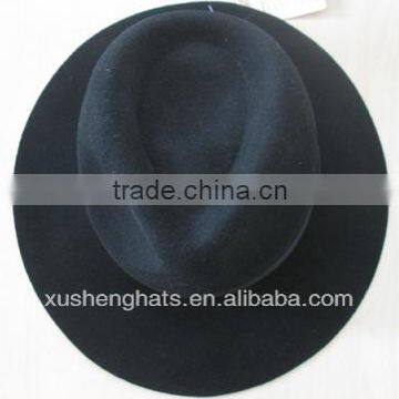 Fashion Black Wwaterprof 100% Wool Felt Homburg Hat