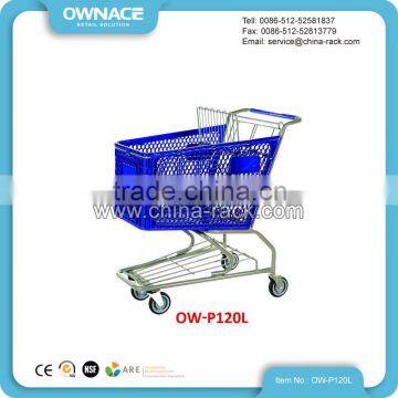 120L Standard Plastic Folding Shopping Cart Shopping Trolley