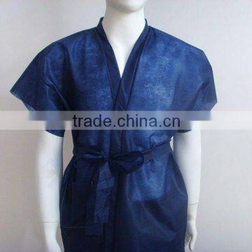 Disposable non-woven blue hotel use bathrobe