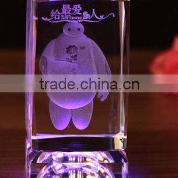 3D clear crystal cube with Baymax