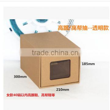 Creative large men shoe paper box with pp clear window