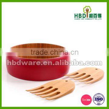 High Quality Colored Bamboo Bowl,bamboo Salad Bowl With Server Wholesale photo-2