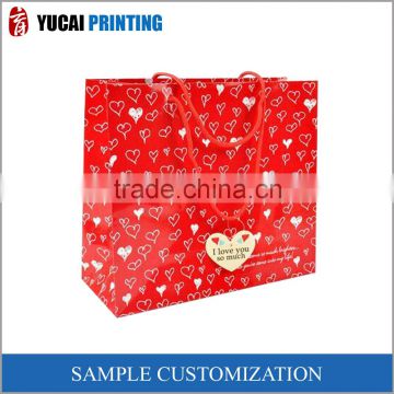 Red heart can be customized paper gift bag