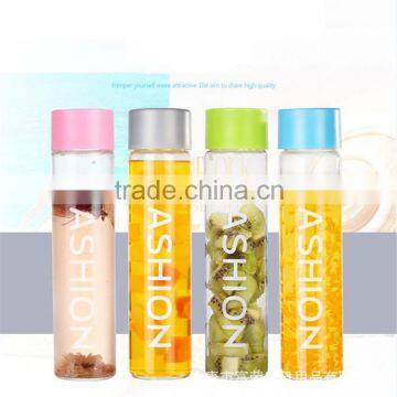 Brief and Fashion Style High Transparent Glass Water Bottle Borosilicate Made Candy Color
