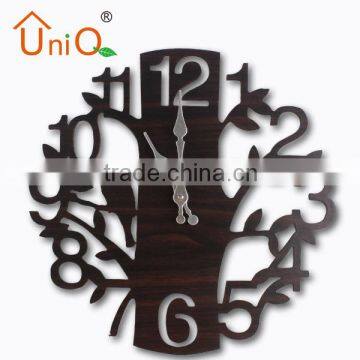 Bedroom decor tree shape MDF wood crafts wall clock