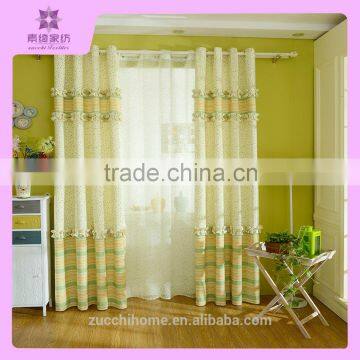 100% polyester splicing printing pastoralism textile eyelet curtain