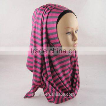 Hot Sale Cotton Stripe Scarf Muslim Hijab photo-2