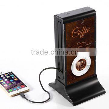 table menu 20800mAh long lasting high capacity restaurant table coffee anti theft mobile charger