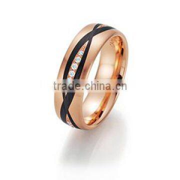 Rose Gold Plated engagement ring with black enamel