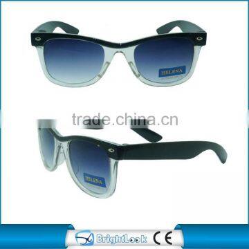 Double color clear frame plastic kids sunglasses