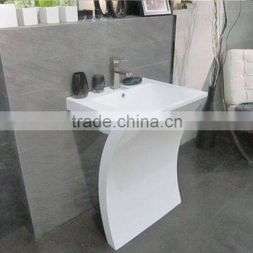 Promoting modern acrylic solid surface Pedestal Wash Basin bathroom sink