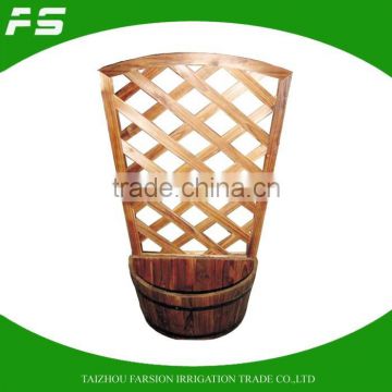 Wooden Outdoor Fir Wood Lattice Arched Trellis Flower Pots Planters Barrel