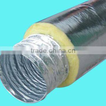 Hydroponics Acoustic insulated flexible duct with aluminum foil yellow fiberglass for Greenhouse air ducting ventilation system