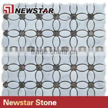 Newstar Hot Saling Italian White Carrrara Marble Flower Shape Mosaic photo-2