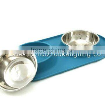 Medium Stainless Steel Double Dog Feeder With Non-Slip Silicone Base photo-4