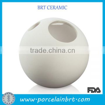 Unique Ball shape White Ceramic Toothbrush Holder