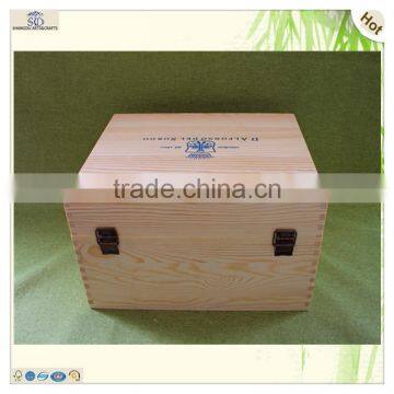 Custom Logo Hinge 6 Bottles Pine Wooden Wine Boxes photo-3