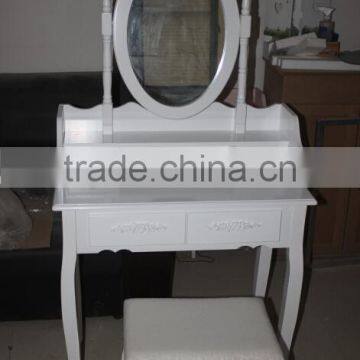 Home Furniture Dressing Table Set, Bedroom Dresser With Mirror and Bench, Wooden Make up Table Set photo-2