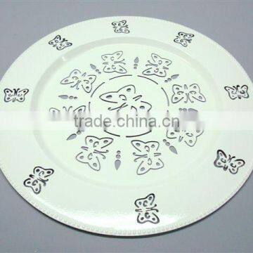 White Charger Plates,Designer White Charger Plate,Metal Charger Plate,White Colour Charger Plate,White Under Plate