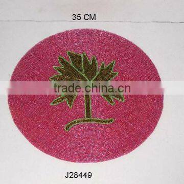 Round Glass Bead Place Mats With Tree Patterns Other Colours Also Available