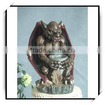 Cartoon devil resin sculpture - bat men with a bowl