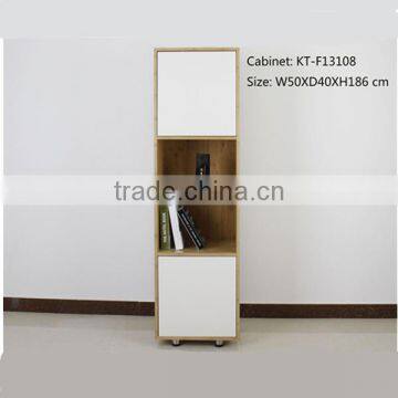 Single Design Natural Bamboo Tall Thin Storage Cabinet Beside Wall photo-2