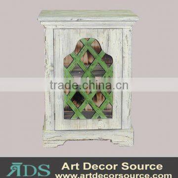 antique wood carved cabinet, white & green series