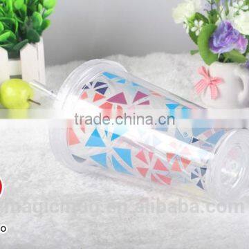 Transparent 20oz Double Wall Plastic Tumbler With Lid and Straw photo-6