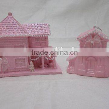 Shabby Pink Glitter Christmas Village Houses photo-2