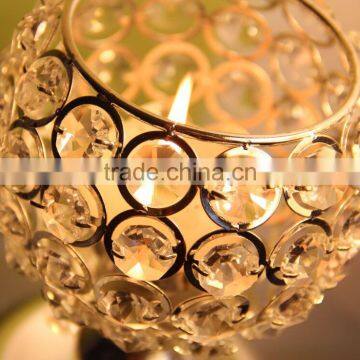 High Quality Candle Lanterns for Weddings Metal Silver Plated Candle Holder With Crystals for Home Decor photo-4