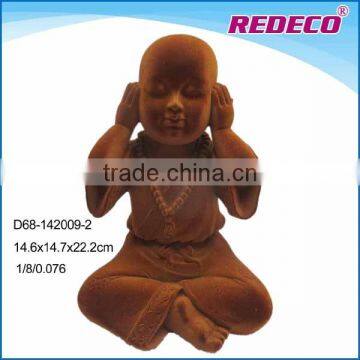 Resin flocking little monk statues