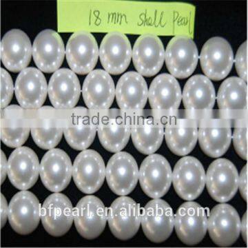 18mm Round Shiny White Genuine Pearls Strands Handmade Shell Jewelry