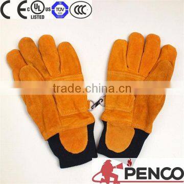 Safety Elastic Cuff 3m Reflective Fire Retardant Cow Leather Fireman Security Firefighter Hands Fingers Protected Gloves photo-4