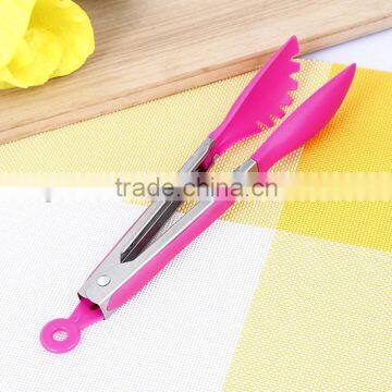 UJ23 Standard 9' ' Stainless Steel Handle Silicone Kitchen Food Tong